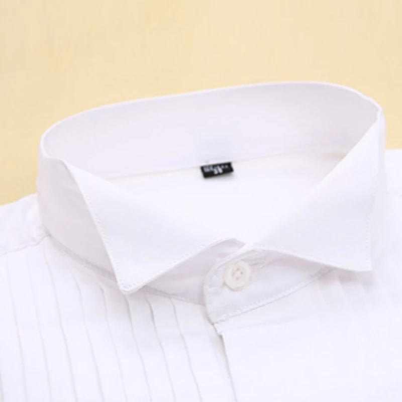 Solid Tuxedo Shirts For Men With France Cufflinks Regular Fit Business Social Shirt Long Sleeve Swallow Tail Collar Quality |