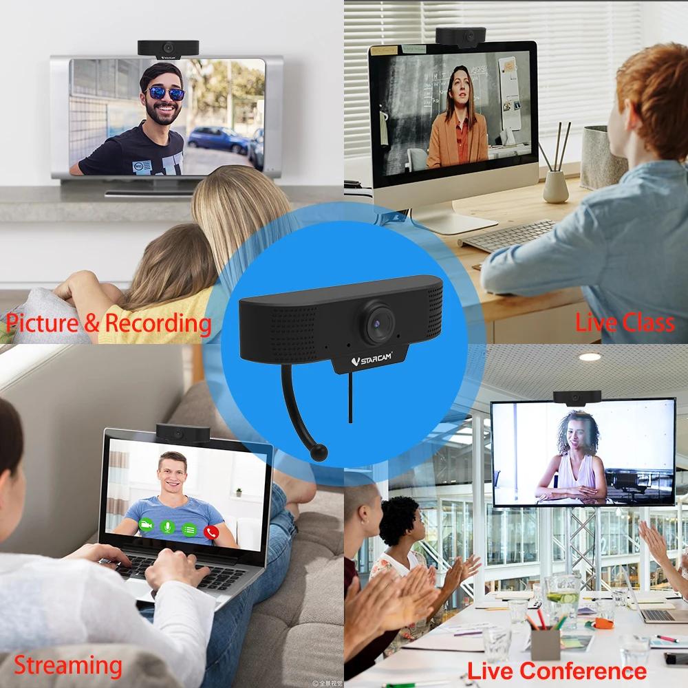 Веб камера Vstarcam 1080P USB веб для настольного ноутбука ПК встроенный микрофон Plug & Play
