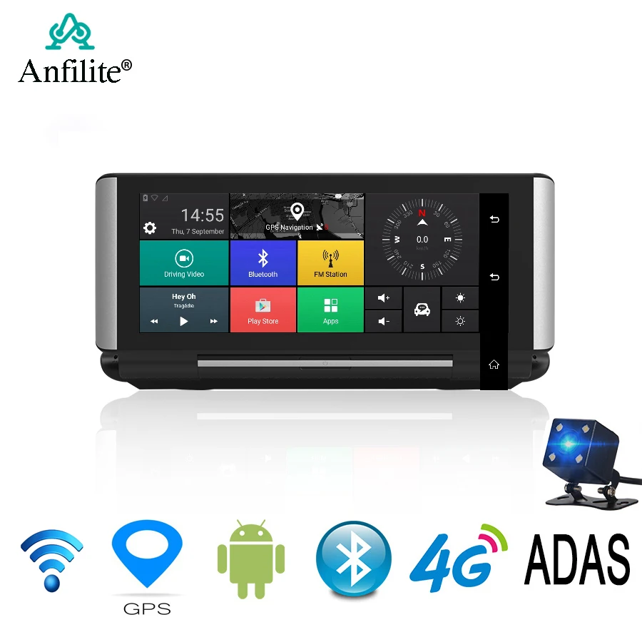 Anfilite 6,8" Android 4G gps навигатор Автомобильный видеорегистратор 1080P видео рекордер видеорегистратор с Wi-Fi Buletooth ADAS