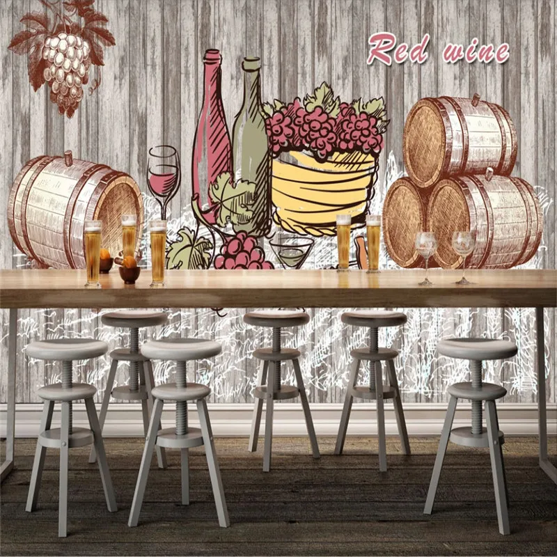 Фон под заказ для винной культуры 3D обои бара винного погреба промышленный декор
