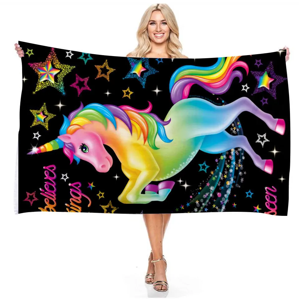 Высококачественное роскошное пляжное полотенце с единорогом для взрослых