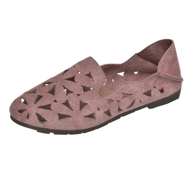

Summer Women Hollow Flats Sandals Soft Ballet Shoes Fashion Casual Suede Flats Slip On Breathable Comfort Ladies Retro Shoes