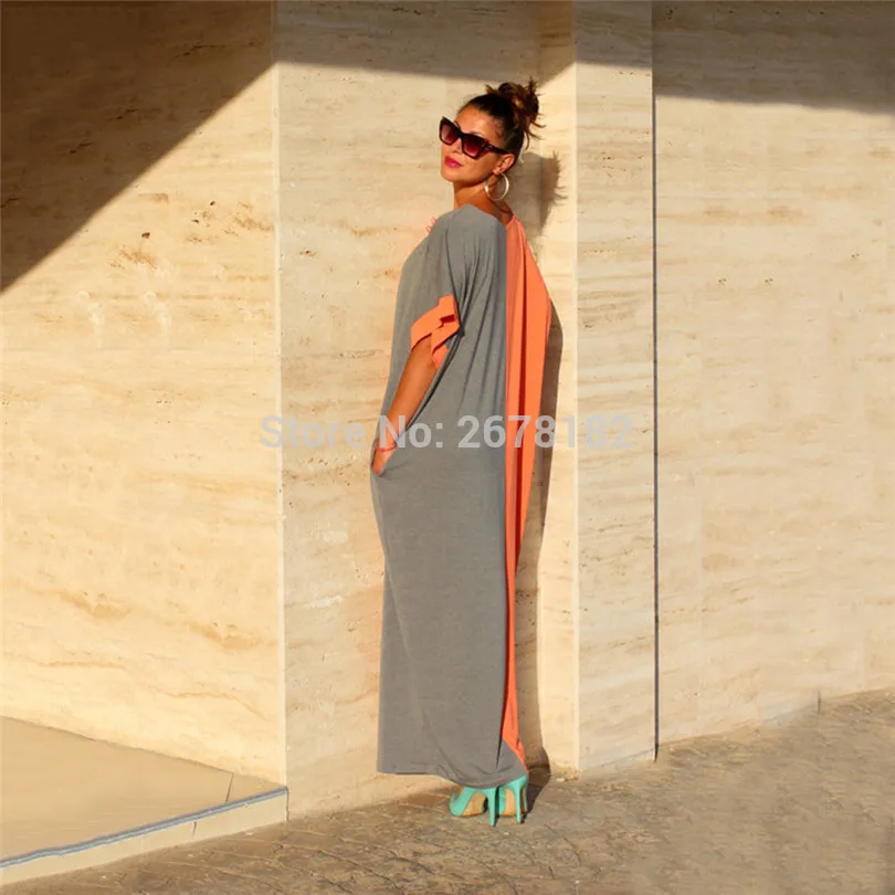 Женский свободный сарафан с круглым вырезом повседневное длинное пляжное платье