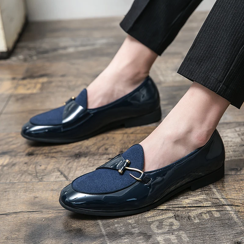 

Spring Men Split Leather Loafers Fashion Male Flats Round Toe Men's Business Formal Shoes Comfortable Party Dress Shoes