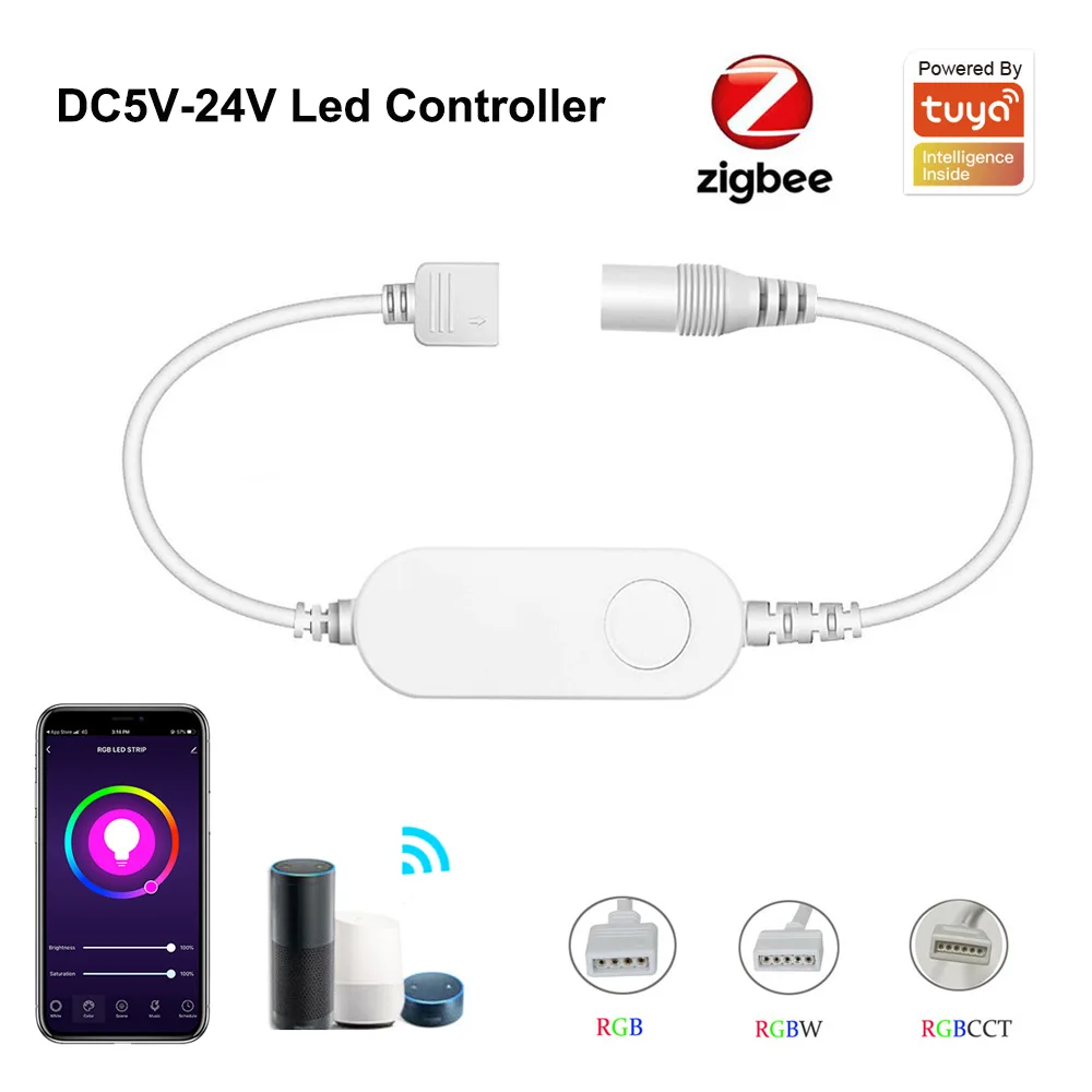Мини Регулятор яркости для светодиодной ленты TUYA Zigbee контроллер затухания 5 В 12 24