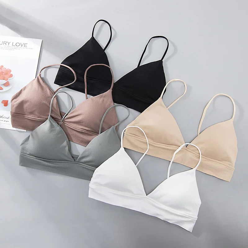 

Girl Sport Training Bra No Steel Ring Comfortable Sleeveless Underwear Thin Mold Cup Sleep Bra High Elastic Padded Lingerie