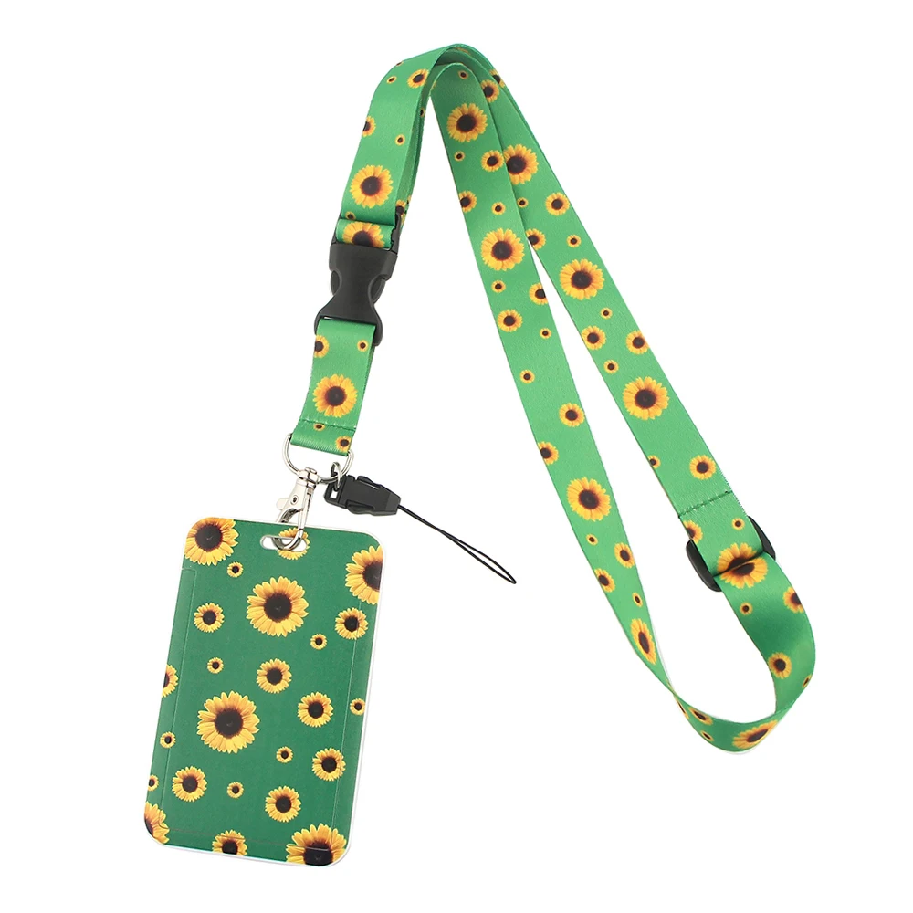

CB222 Cartoon Sunflower Flower Lanyard Buttons Phone Holder Funny Neck Strap Keyring DIY Remove Buckle Lanyard