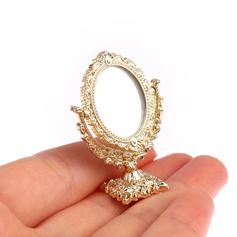 

Dolls Bathroom Furniture Toy Accessories Doll House Miniature Vintage Glod Sliver Rose Gold Vanity Mini Mirror