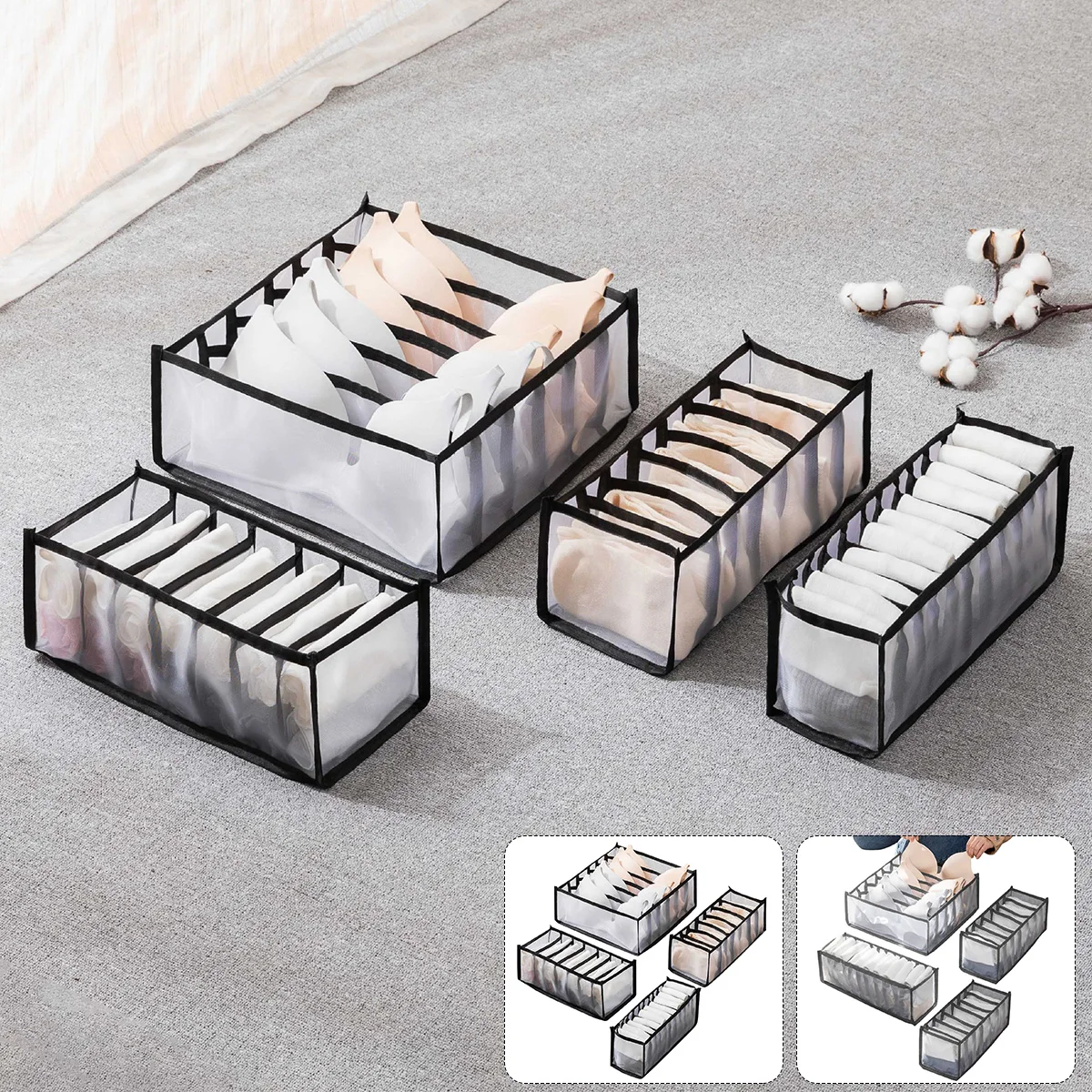 

Складной ящик-органайзер для одежды, 4 шт., 6/7/11 ячеек