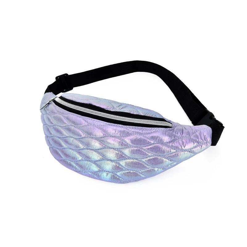 

IKSNAIL Holographic Fanny Pack Laser Belt Bag Reflective Waist Bag PU Purse Chest Phone Pouch Travel Silver Waist Packs Bag