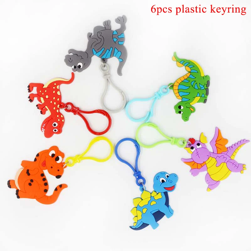 6pcs plastic keyring Динозавр ПВХ фольга Висячие завитки динозавр день рождения украшения Детские сувениры Юрский динозавр Потолочные Подвесные гирлянды принадлежности - Цвет: 6pcs plastic keyring