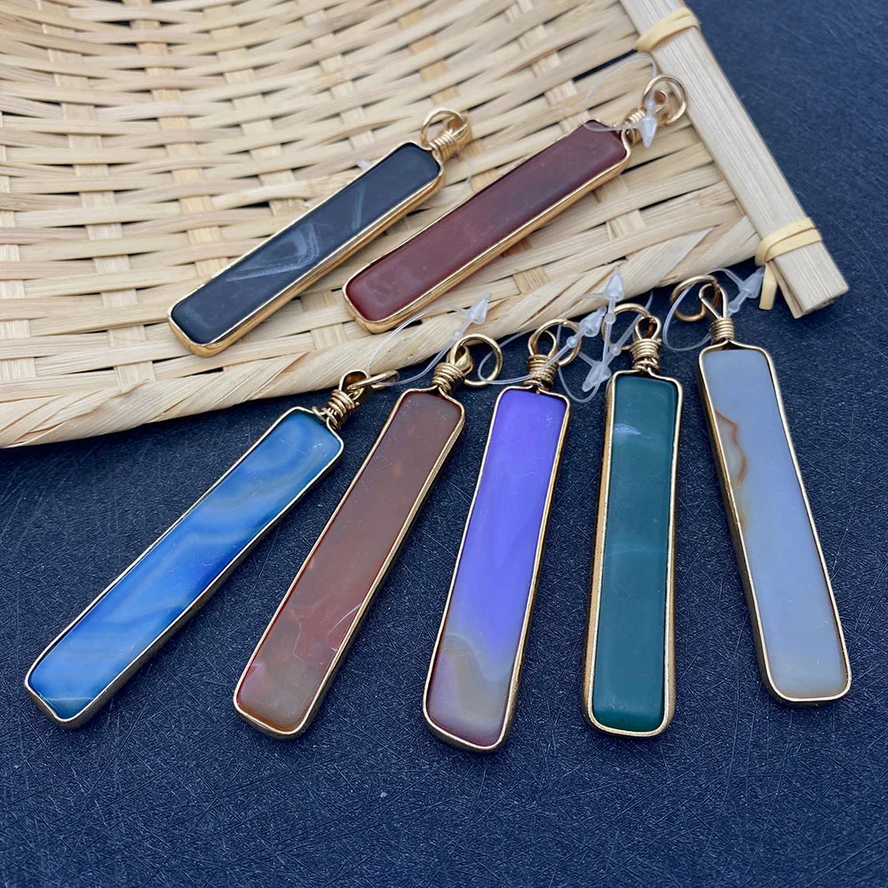 1 шт. Натуральный Полудрагоценный Агат с позолоченными краями Diy ожерелье аура