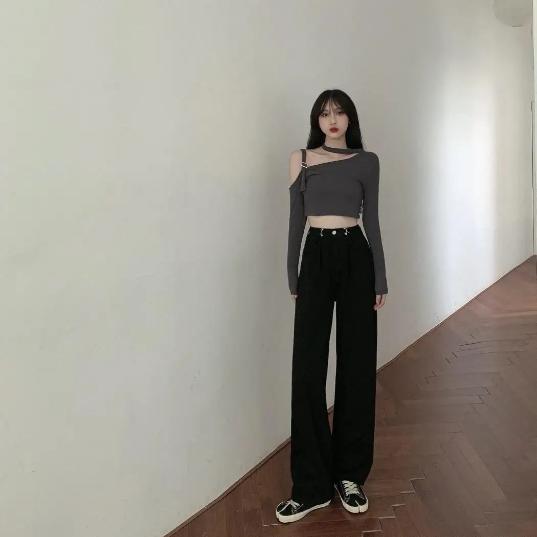 

Fashion Jeans Women 2021 New Womens Pants European High Waist Slimming Street Wide-Leg Pants Mopping Trousers Straight Pants