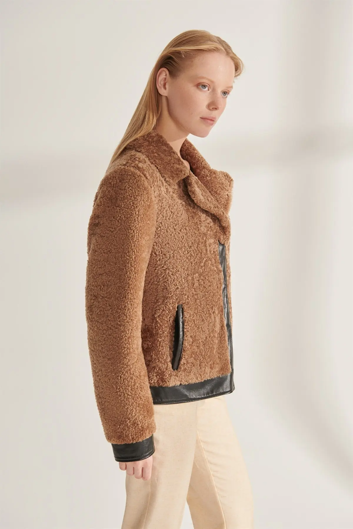 Women's Coffee Fur Leather Jacket Genuine Sheepskin Kürlü Plush Coat Winterisation Outerwear New Year Fashion Keeps Warm Türkiyeden Clothing