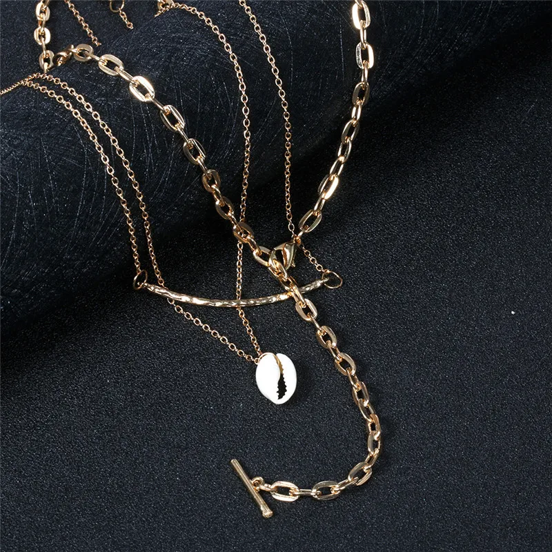 Trendy Punk Natural Shell Choker Necklace Woman Girl Vintage Multi layer Statement Boho Pendants Necklaces Gold Jewelry 2019 New | Украшения