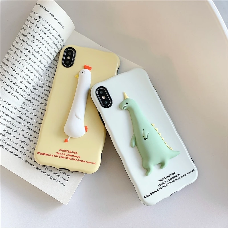 Мультяшный стерео цыпленок динозавр чехол для телефона iphone 7 6 6S 8 Plus силиконовый