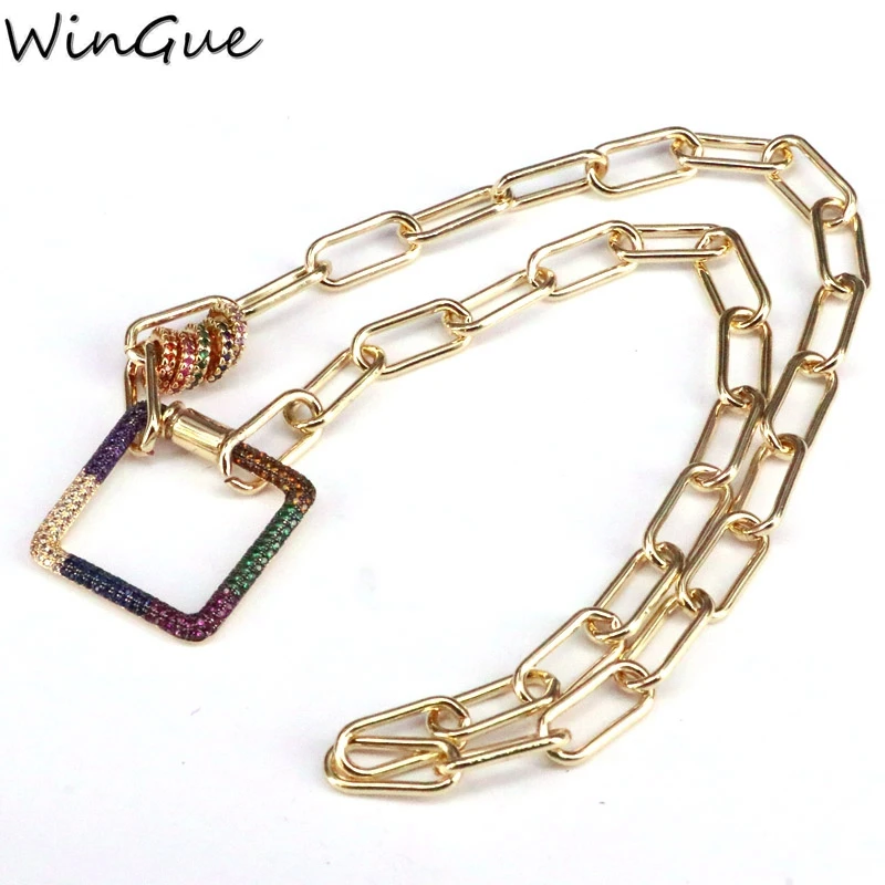 

Women's gold cz pendant necklaces Hip hop adjustable chain necklace jewelry copper zirconia diy Accessories necklaces