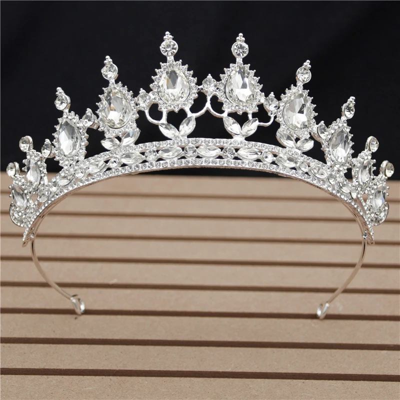 Silver White Новая модная повязка на голову, маленькие диадемы и короны с синими кристаллами в стиле барокко для женщин и девушек, свадебные украшения для волос, аксессуары - Окраска металла: Silver White