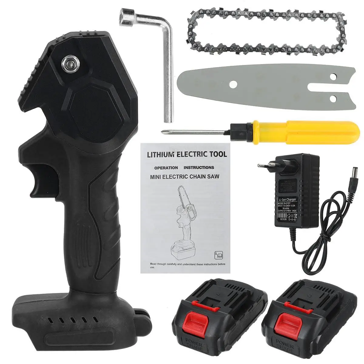 

18V 2400W 4 inch Electric Chain Saws Wood Cutting Pruning ChainSaw Cordless Garden Tree Logging Trimming Saw With Battery