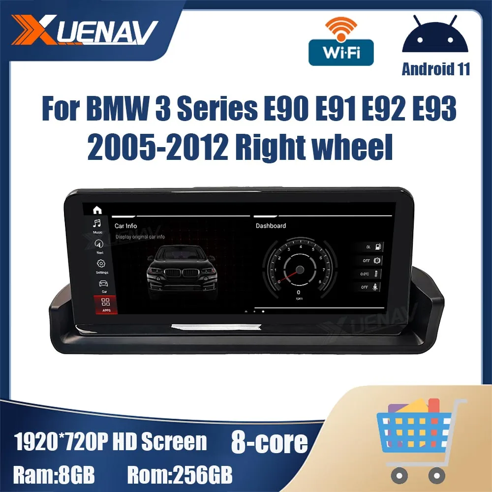 

Автомобильный радиоприемник на Android 11 для BMW 3 серии E90 E91 E92 E93 2005-2012, правое колесо, GPS-навигация, автомобильный радиоприемник, мультимедийный плеер 256g