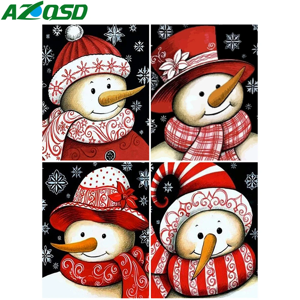 AZQSD Unframe картина по номерам холст Наборы мультфильм DIY Раскраска Снеговик
