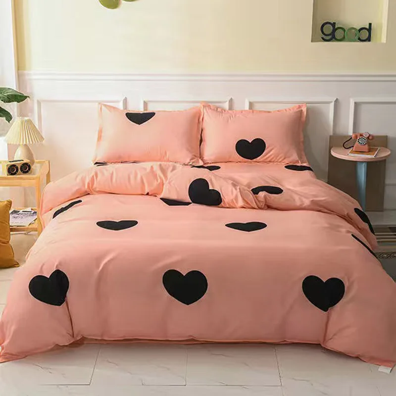

1PCS Cartoon Heart Print Duvet Cover Adult Kids Quilt Cover Single Double Queen AB Version Double-sided Can Be Use