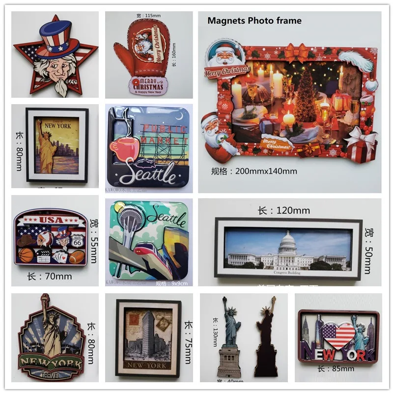 

America USA Wood Magnet Tourist Souvenirs Refrigerator Magnetic Stickers Decoration Articles Travel Gifts