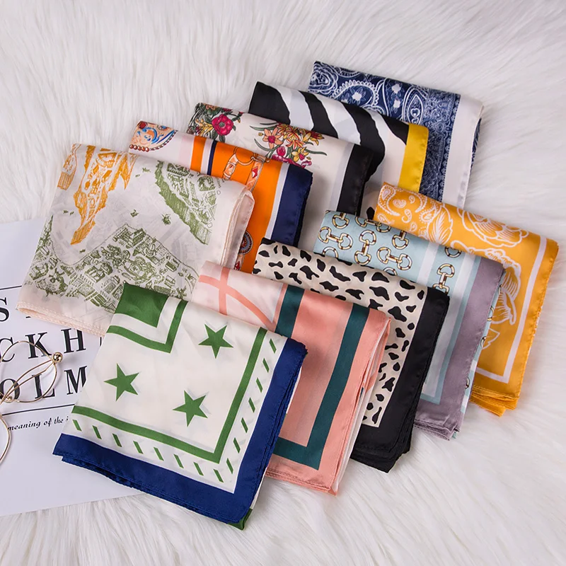 Fashion 70*70cm Square Scarf Hair Tie Band For Date Party Women Elegant Small Skinny Head Neck Silk Drop Ship | Аксессуары для