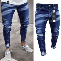 2021 brand new style stylish mens ripped skinny jeans destroyed frayed slim fit denim pants trousers
