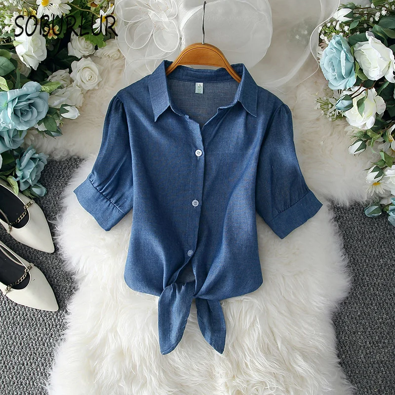 SOBURLUR  2021 Summer  Basic Blouses Women Solid Color  Oversized  Women's  Shirt  Blousas Top Woman Top Women   Tunics Tops