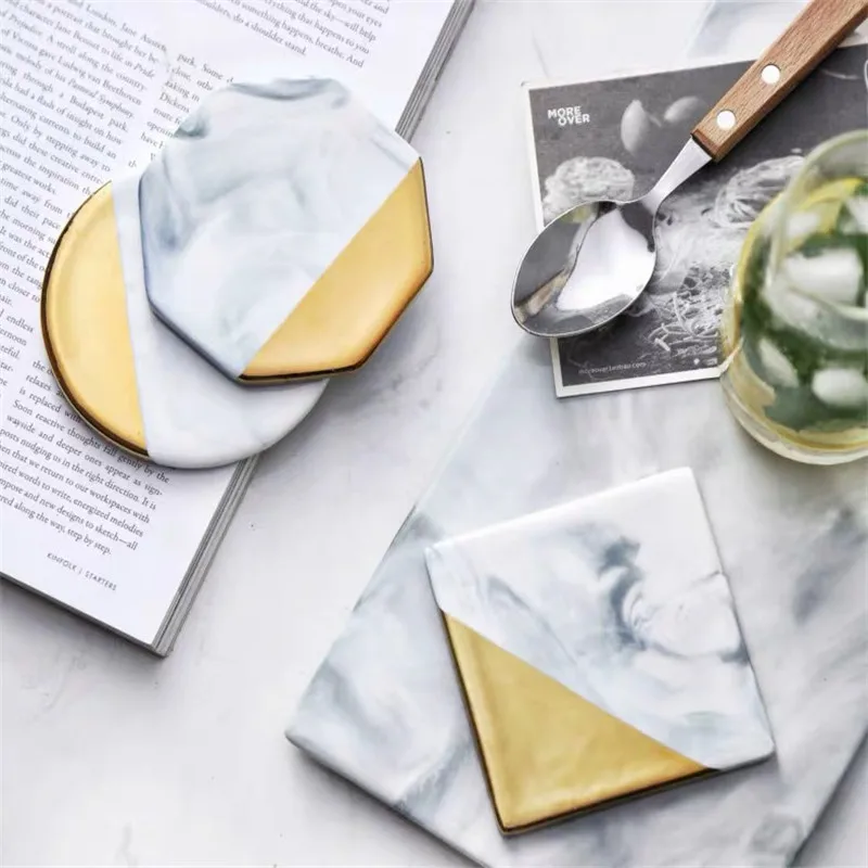 4 шт./компл. скандинавские Мраморные Подставки керамические подставки для чайных