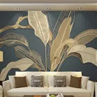 Milofi пользовательские 3D Настенные обои, покрытие стен, атмосфера, банановый лист, Роскошная золотая линия, рельеф, ТВ, диван, фоновая стена