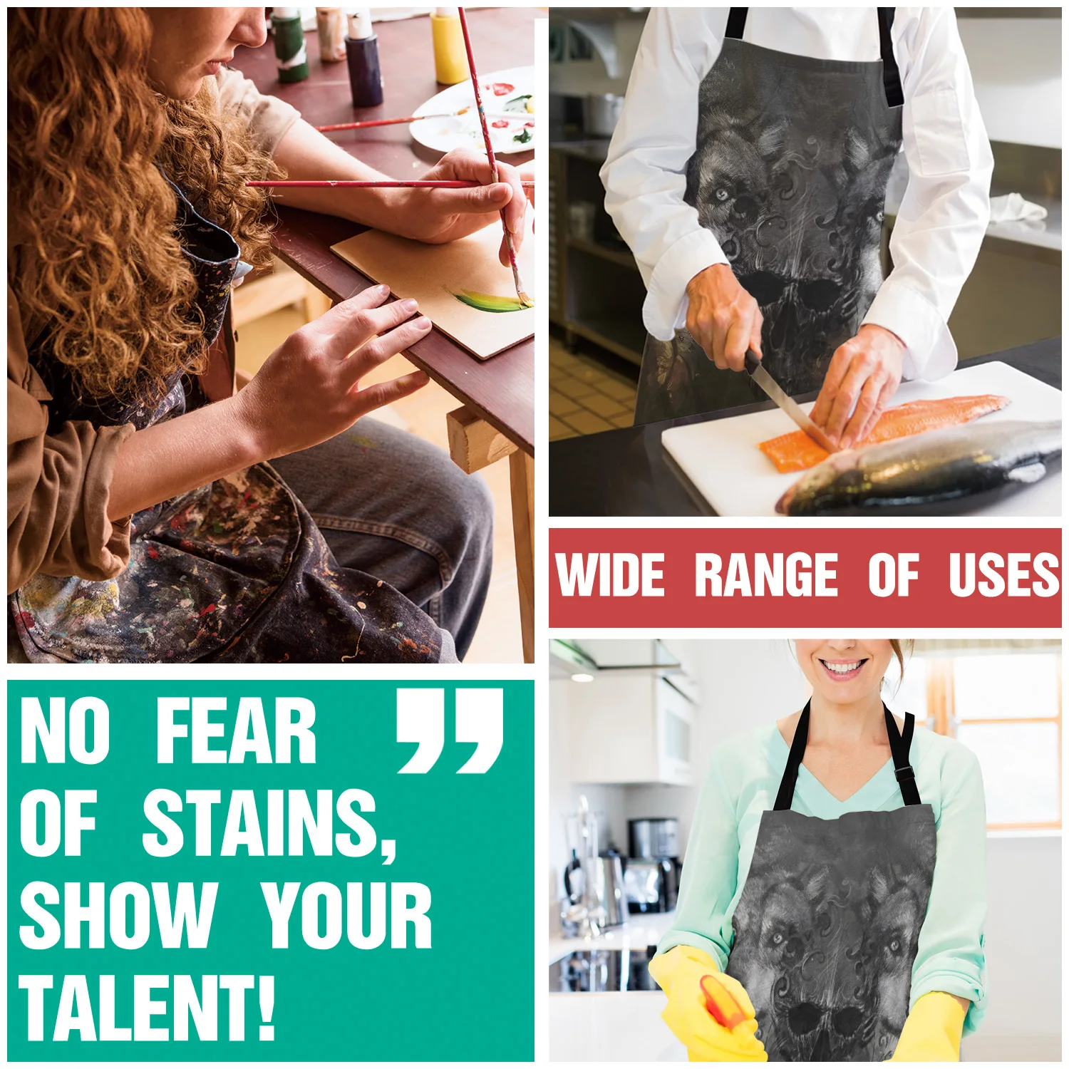 Кухонный Фартук с волчьим черепом регулируемый нагрудник для барбекю в виде