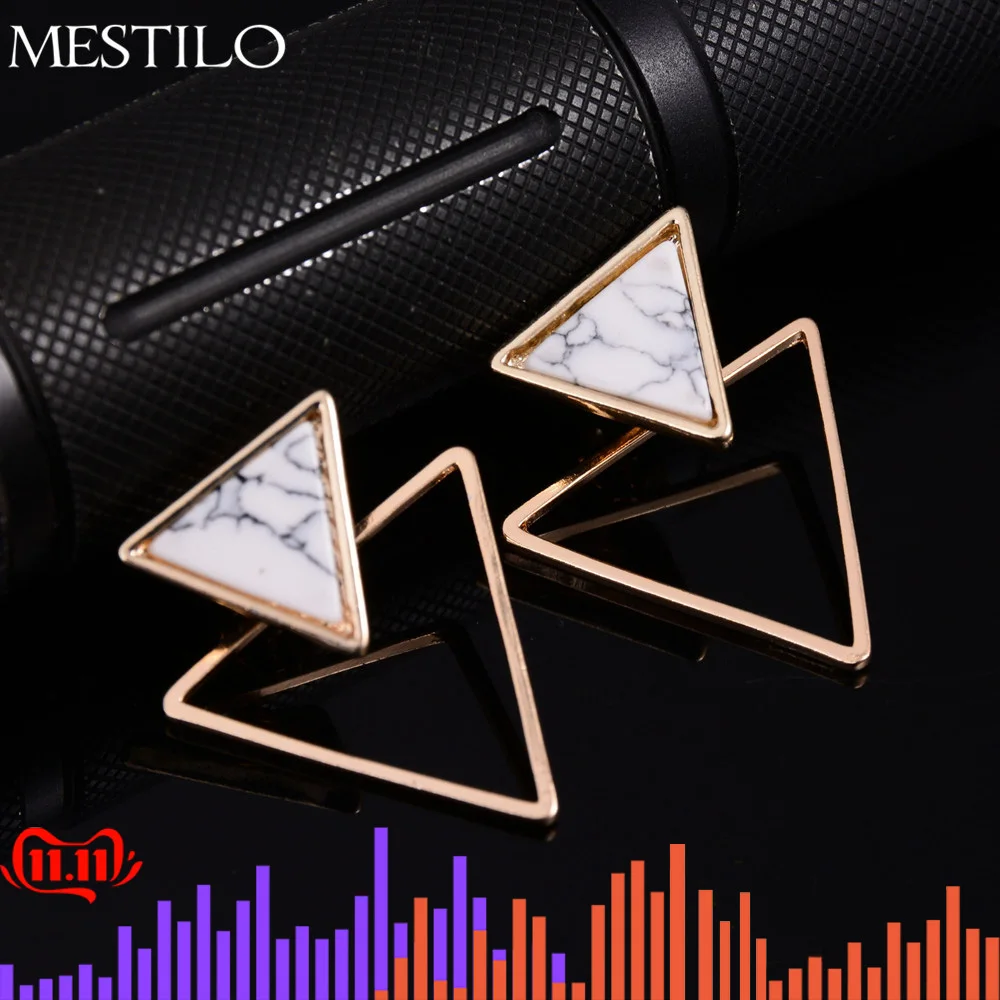 Женские Треугольные Серьги гвоздики MESTILO Брендовые вечерние серьги из
