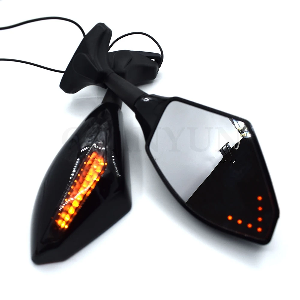 

Universal Motorcycle Rear View Side Wing Mirrors w/ LED Turn Signal Light For Kawasaki ZX6R/ZX636/ZX6RR 01-04 Ninja 650R 09-11