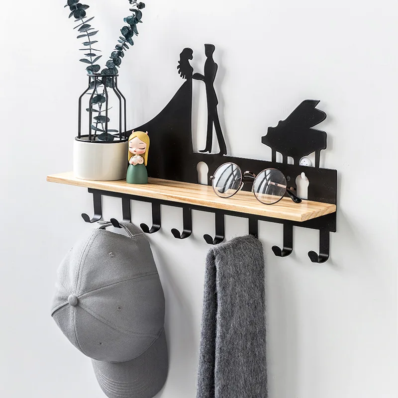 

Entrance Rack Black Key Hat Bag Storage Free Nail Wardrobe Storage Hook Nordic Wall Hanging Hook Home Kitchen Bedroom Decor