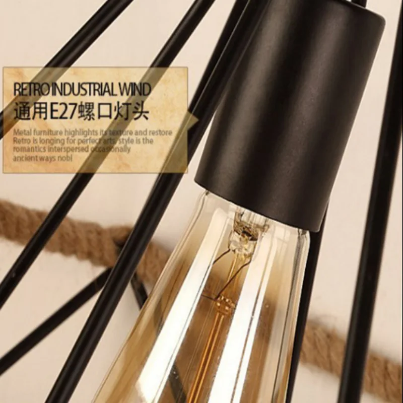 Ретро крутой горячий горшок ресторан кафе пеньковая веревка потолочный