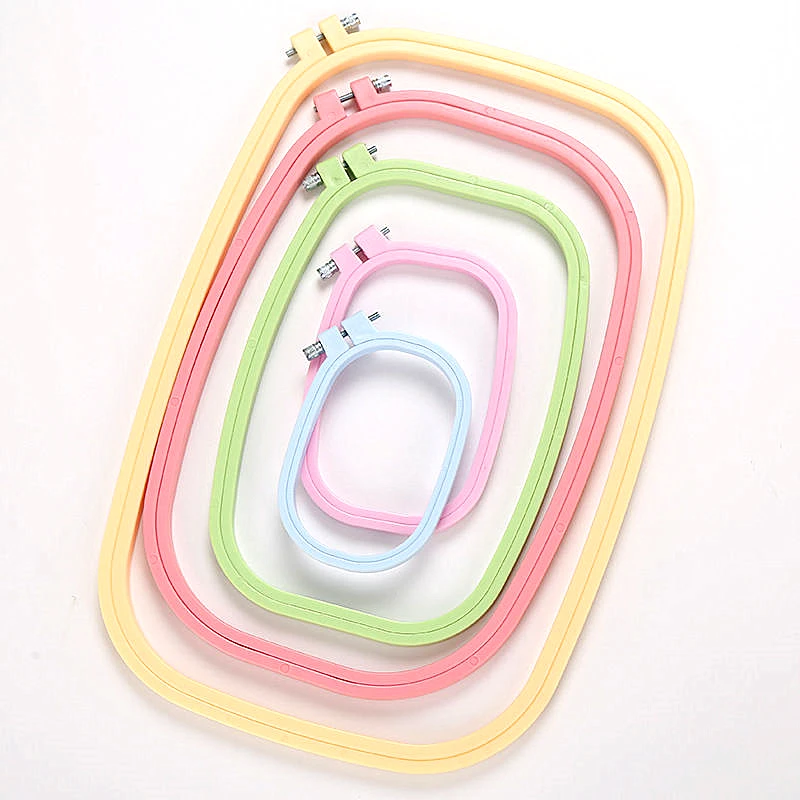 

5 шт./лот Пластик Овальный пяльцы разные цвета регулируемый круг обруч рамка для вышивки вышитая крестом ручная работа швейные инструменты, нержавеющая сталь