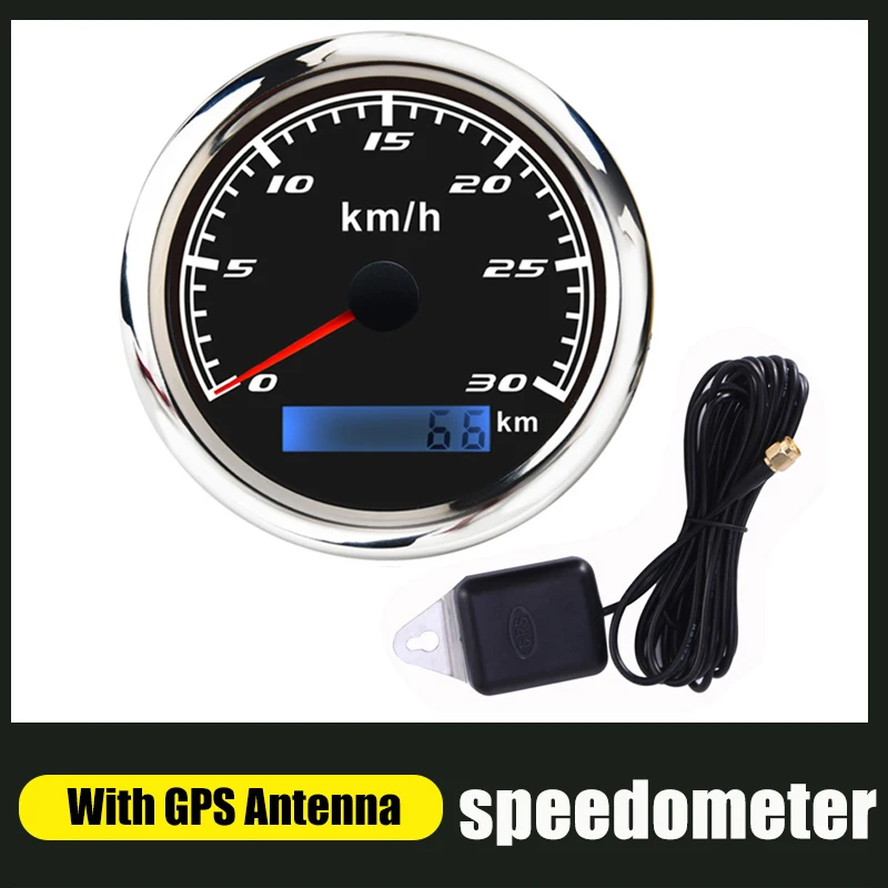 Датчик скорости 60 км/ч, GPS, одометр, 85 мм, 120 км/ч, 200 км/ч, с антенной GPS для лодки, автомобиля, квадроцикла, грузовика, с красной подсветкой - изображение