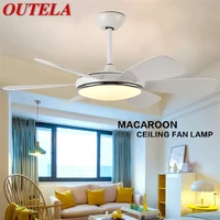 outela ceiling fan led light with remote control 3 colors 220v 110v modern decorative for rooms dining room bedroom
