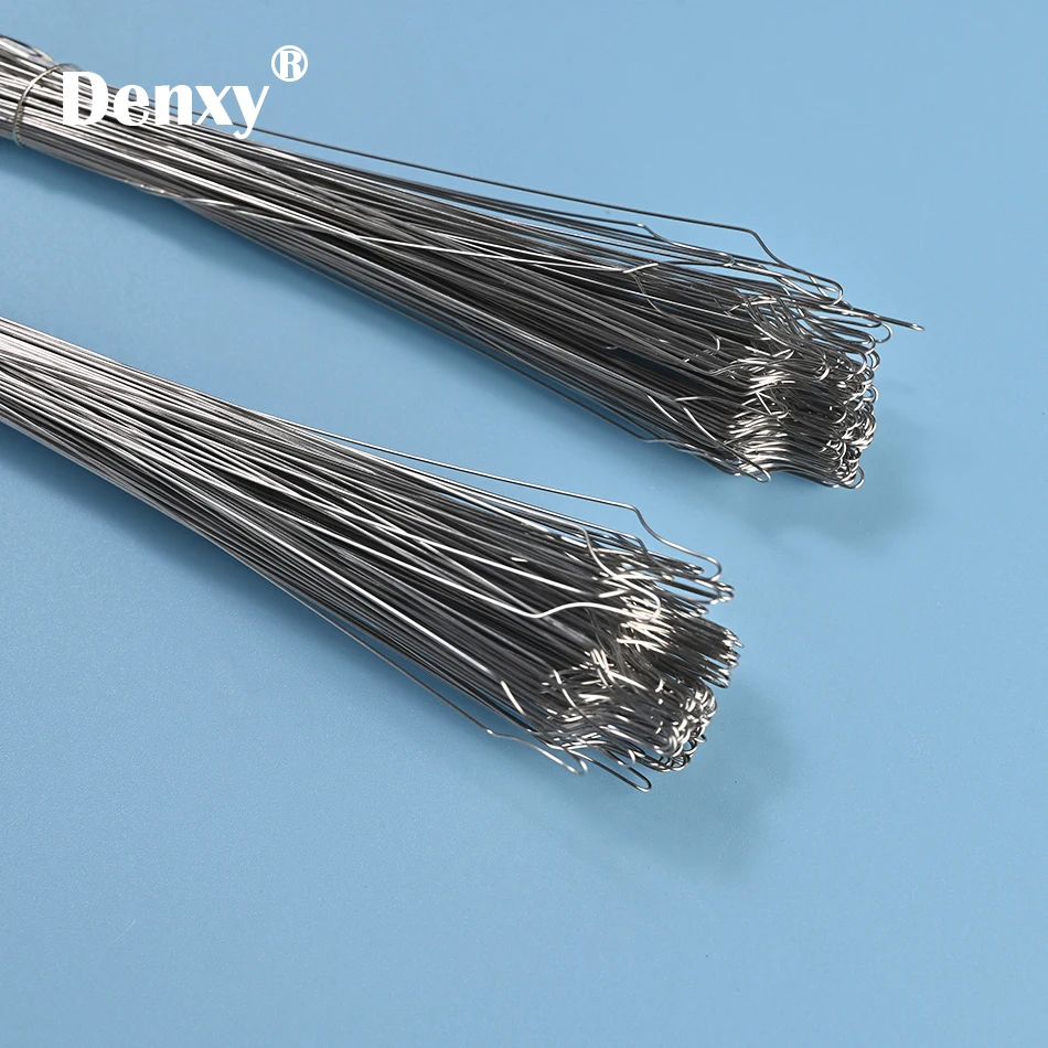 Denxy 500pc High Quality Long Type Metal Orthodontic Ligature Wire Orthodontic Bracket Kobayashi Preformed ligature tie Archwire