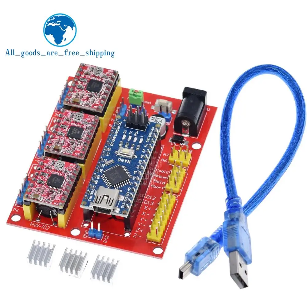 Завеса 3DV4 щитка CNC V4 + Nano 3 0 шт. A4988 Reprap шагового набор драйверов для