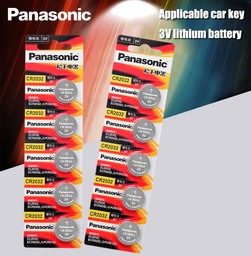 Panasonic оригинальный 10 шт./лот cr 2032 аккумуляторы таблеточного типа 3V Монета