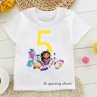 3th 12th birthday gift print t shirt girls gabbys dollhouse kids clothes summer fashion harajuku kawaii children tshirt tops