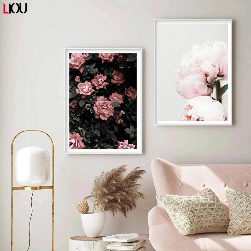 Настенная картина пиона настенная Картина на холсте в скандинавском стиле с