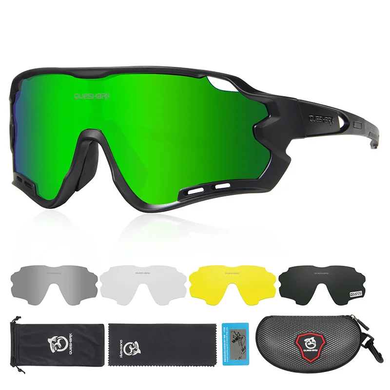 As Picture Showed Queshark HD поляризованные велосипедные очки для мужчин и женщин 5 линз MTB дорожный велосипед TR90 рама - Цвет: As Picture Showed