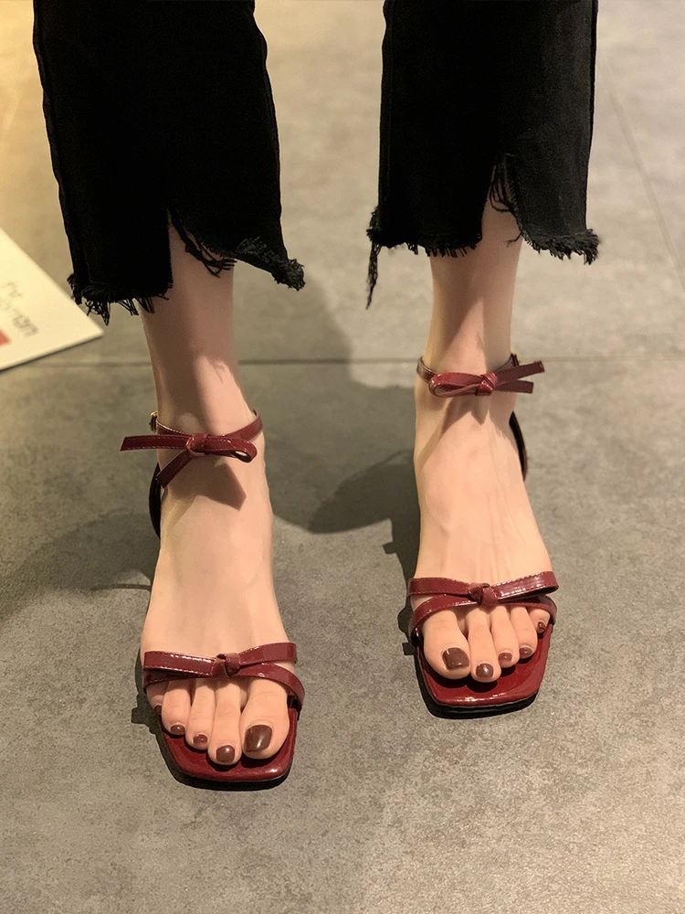 

2021 Summer Beige Heeled Sandals All-Match Espadrilles Platform Female Shoe Buckle Ankle Strap Square Toe Black Block High Fashi