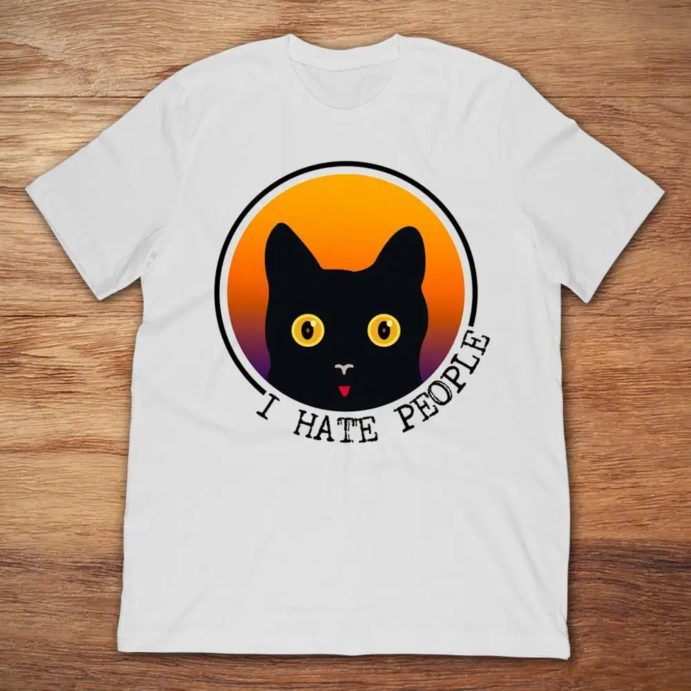 Футболка с надписью Black Cat I Hate People|Мужские футболки| |