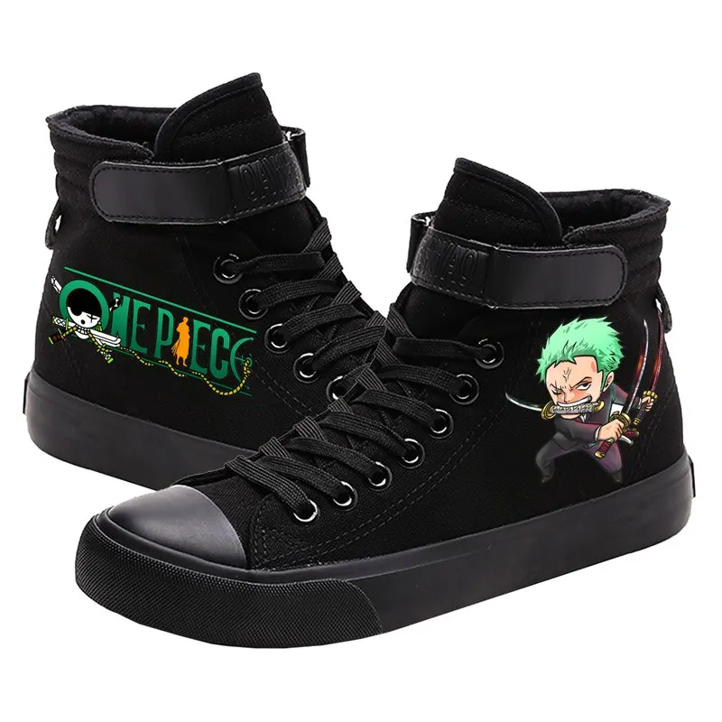 

SUNOWE One Piece Luffy Zoro Sanji Printed Shoes High Top Casual Canvas Shoes Cozy Sneakers
