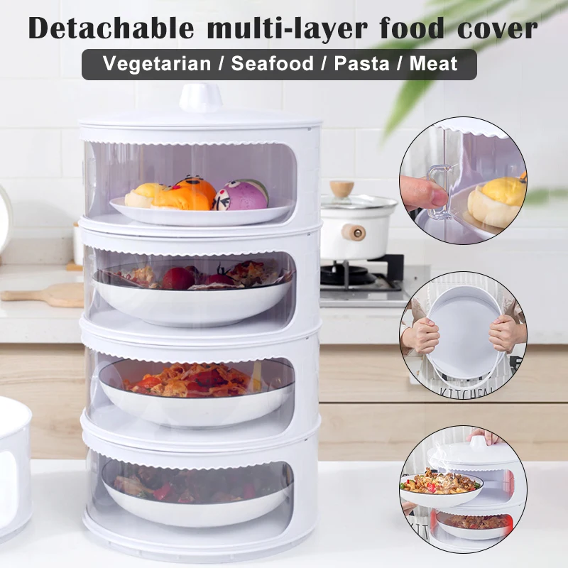 

Transparent Stackable Food Insulation Cover Dustproof Portable for Home Kitchen JS23